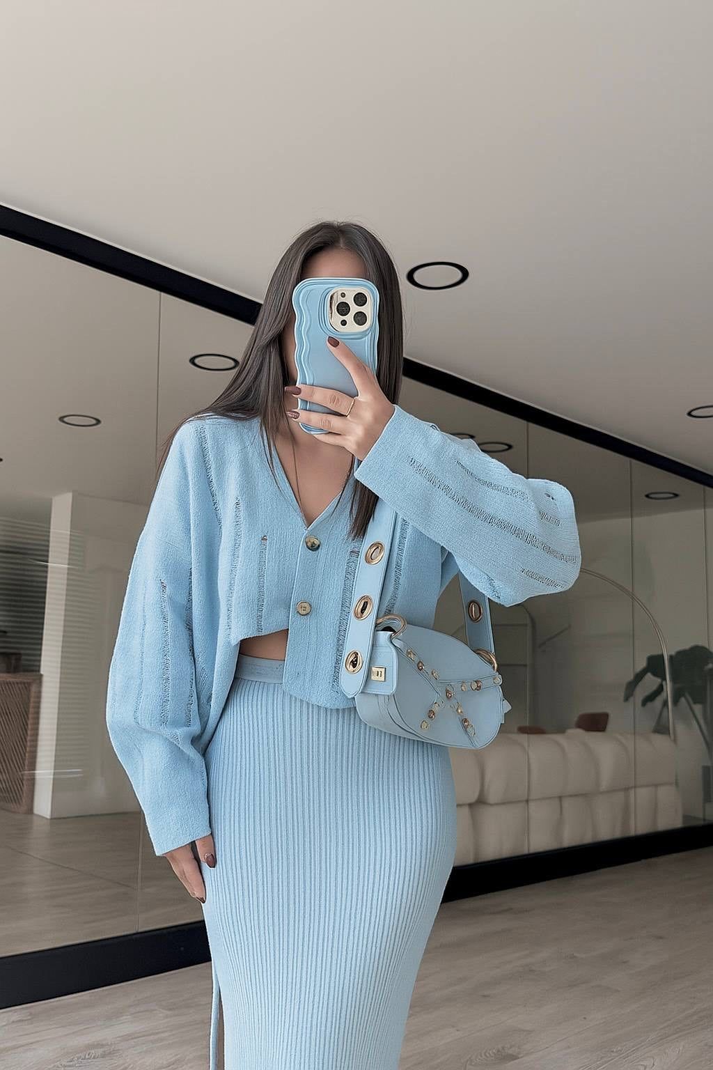 Ensemble maille bleu ciel