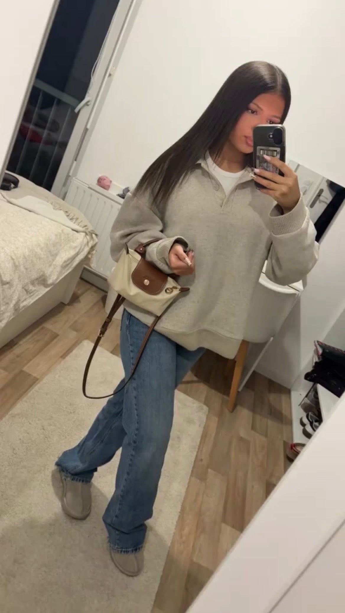 Pull col montant beige