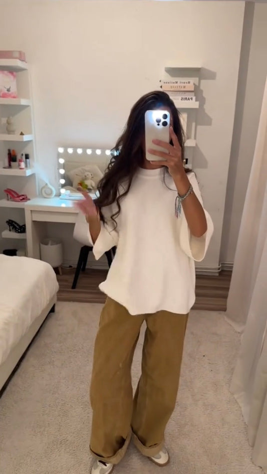Top blanc manches larges